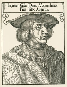 Kejsar Maximilian I, ca 1519 (träsnitt) av Albrecht Dürer or Duerer