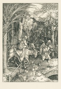 Flykten till Egypten, ca 1504 (träsnitt) av Albrecht Dürer or Duerer