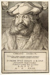 Fredrik den vise, kurfurst av Sachsen, pub. 1524 (gravyr) av Albrecht Dürer