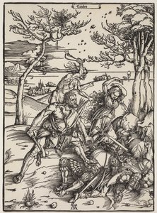 Hercules Conquering Cacus, ca 1496 (träsnitt) av Albrecht Dürer