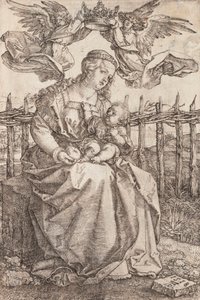 Jungfru Maria krönt av två änglar - Kopparstick av Albrecht Durer (1471-1528) av Albrecht Dürer