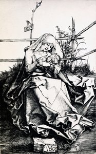 Madonna och barn i ett staket (gravyr på koppar) av Albrecht Dürer