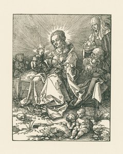 Madonna på en gräsbevuxen bank med S:t Josef och S:ta Anna av Albrecht Dürer or Duerer