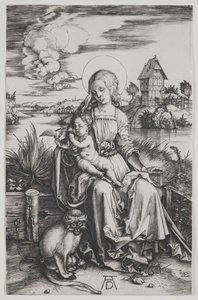 Madonna med apan, ca 1498 (gravyr) av Albrecht Dürer or Duerer