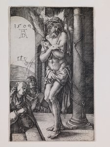 Smärtornas man vid kolumnen, från serien "Den lilla passionen" av Albrecht Dürer or Duerer