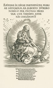 Jungfru Maria med barnet i härligheten, ca 1511 (träsnitt) av Albrecht Dürer or Duerer