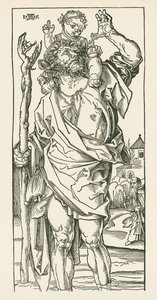 Sankt Kristoffer. Nürnberg, ca 1500-05 (träsnitt) av Albrecht Dürer or Duerer