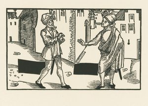 Sannio och Syrus, ca 1492-93 (träsnitt) av Albrecht Dürer or Duerer