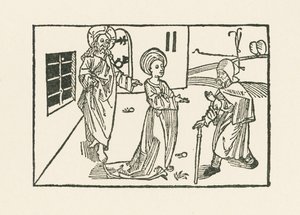 Andra barmhärtighetsgärningen: mottagande av pilgrimen i hans hus av Albrecht Dürer or Duerer