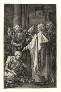 Peter och Johannes botar de krymplingar vid tempelporten av Albrecht Dürer