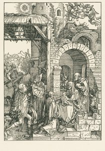 De tre vise männens tillbedjan, ca 1503 (träsnitt) av Albrecht Dürer or Duerer