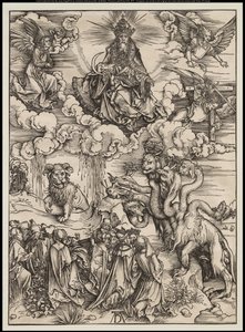 The Apocalypse: The Beast with Two Horns Like a Lamb, 1496-97 av Albrecht Dürer