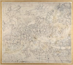 Överfallet nära Rorschach vid Konstanzjön, ca 1500 (penna och bläck på papper) av Albrecht Dürer