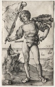 Den burgundiska fanbäraren, ca. 1500 (gravyr) av Albrecht Dürer or Duerer