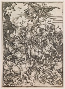 Apokalypsens fyra ryttare, från "Apokalypsen", ca 1497-98 (träsnitt) av Albrecht Dürer or Duerer