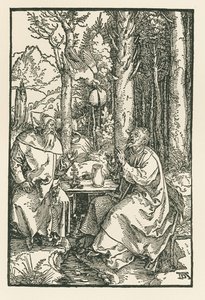 Eremiterna S:t Antonius den store och S:t Paulus, ca 1503-04 (träsnitt) av Albrecht Dürer or Duerer