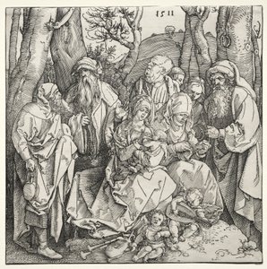 Den heliga familjen med två musikeränglar av Albrecht Dürer or Duerer