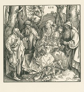 Det heliga släktskapet med luttspelande änglar av Albrecht Dürer or Duerer