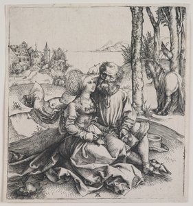 Det missanpassade paret, ca 1495 (gravyr) av Albrecht Dürer or Duerer