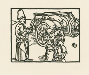 Prästen har en säck på en vagn och havre läggs i den, ca 1489-90 (träsnitt) av Albrecht Dürer or Duerer