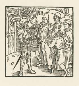 Riddaren ger två skriftlärda och två präster i uppdrag att sammanställa denna bok av Albrecht Dürer or Duerer