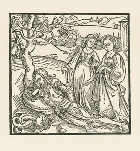 Riddaren i meditation får sällskap av sina två döttrar av Albrecht Dürer or Duerer