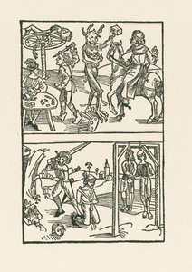 Träsnitt till "Wie der Würffel auff ist Kumen" av Albrecht Dürer or Duerer