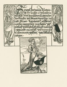 Ung kvinna håller i vapensköld av Albrecht Dürer or Duerer