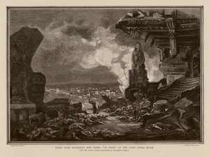 Scen ur Massenets opera Le Mage på operahuset i Paris (gravyr) av Alcide Theophile Robaudi