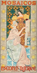 Annons för plattan av märket "Escofet, Tejera y Cia"" - Litografi av Alexandre de Riquer i Ynglada (1856-1920)
