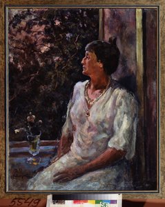Porträtt av poetessan Anna Akhmatova (Akhmatova) (1889-1966)