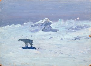 En isbjörn på jakt i månbelyst natt, 1899 av Aleksandr Alekseevich Borisov