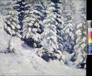 Skog på vintern. Målning av Alexander Alexeyevich Borisov (1866-1934). Olja på duk, 78 x 90 cm av Aleksandr Alekseevich Borisov