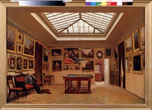 I en biljardhall. Målning av Alexander Ivanovich Morozov (1835-1904), olja på duk