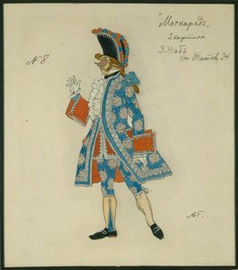 Kostymdesign för pjäsen Maskeraden av M. Lermontov, 1917 av Aleksandr Jakovlevic Golovin