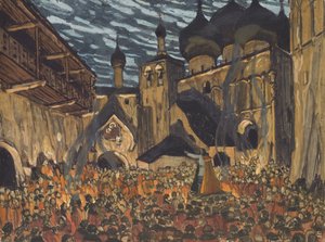 Scenografi för operan The Maid of Pskov av N. Rimsky-Korsakov av Aleksandr Jakovlevic Golovin