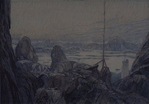 Scenografi till teaterpjäsen Frun från havet av H. Ibsen, 1905 av Aleksandr Jakovlevic Golovin