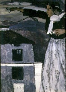 Kvinna i grått (olja på duk) av Aleksandr Jakovlevic Golovin