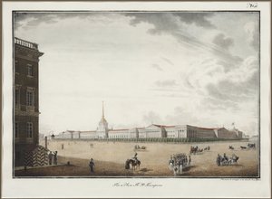 Amiralitetet i Sankt Petersburg - Alexander Pavlovich Bryullov (1798-1877). Litografi, akvarell