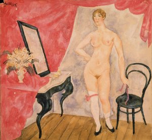 Kvinna i spegeln. Målning av Alexander Vasilyevich Shevchenko (Alexander Shevchenko) (1883-1948), olja på duk