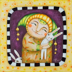 Leende figurer och kaniner