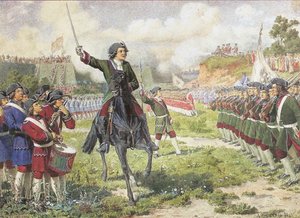 Militär övning av Peter I:s roliga styrkor nära Kozukhovo, 1880 av Aleksei Danilovich Kivshenko