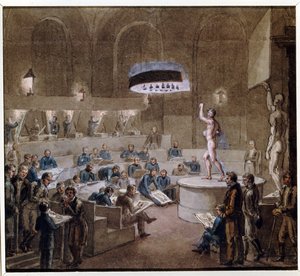 Lektioner baserade på levande modeller på Konsthögskolan (Modellklass på Konsthögskolan). Verk av Alexei (Alexis) Gavrilovich Venetsianov (1780-1847), akvarell på papper av Aleksei Gavrilovich Venetsianov