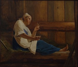 Flicka på en hömadrass av Aleksei Gavrilovich Venetsianov