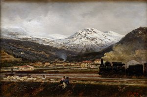Bergslandskap av Alexei Petrovich Bogolyubov (Bogoliubov ou Bogolioubov) (1824-1896) av Aleksei Petrovich Bogolyubov