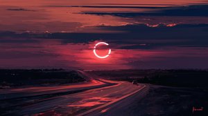 Red Sky Eclipse Drive av Alena Aenami