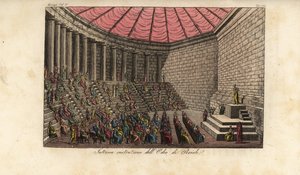 Interiör av Odeon of Athens eller Odeon of Pericles i Aten, Grekland av Alessandro (after) Sanquirico