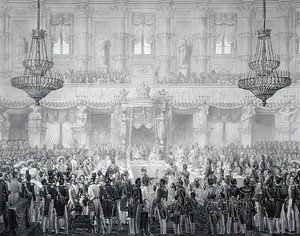 Statlig bankett för att markera tillfället av Ferdinand I:s kröning (1793-1875) av Alessandro (after) Sanquirico