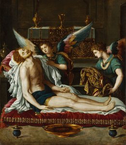 Le Corps du Christ oint par deux anges - Kristi kropp smord av två änglar - Allori, Alessandro (1535-1607) - ca 1593 - Olja på koppar - 45x39 - Szepmuveszeti Muzeum, Budapest av Alessandro Allori