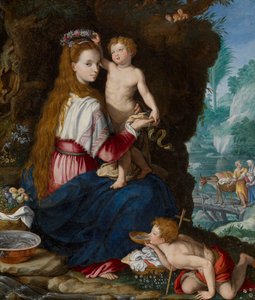 Madonnan med Jesusbarnet och den helige Johannes Döparen av Alessandro Allori